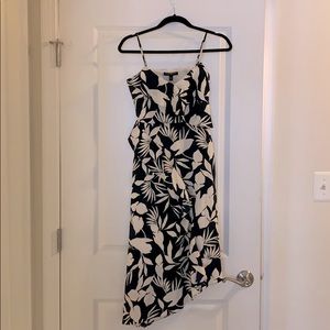 New Navy Blue & Cream White Spaghetti Strap Dress